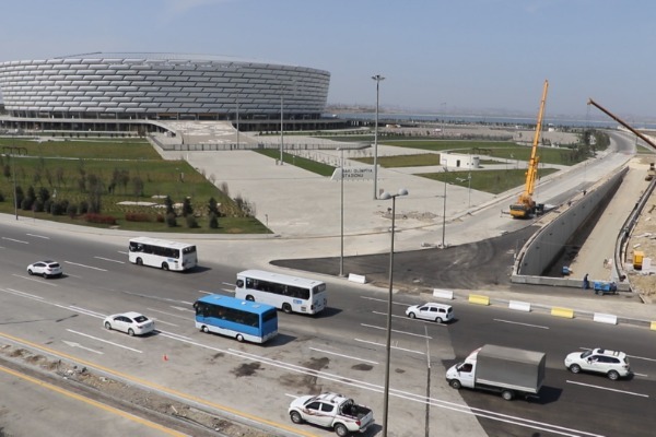 Bakı Olimpiya Stadionunun qarşısında avtomobil tunelinin inşası başa çatır