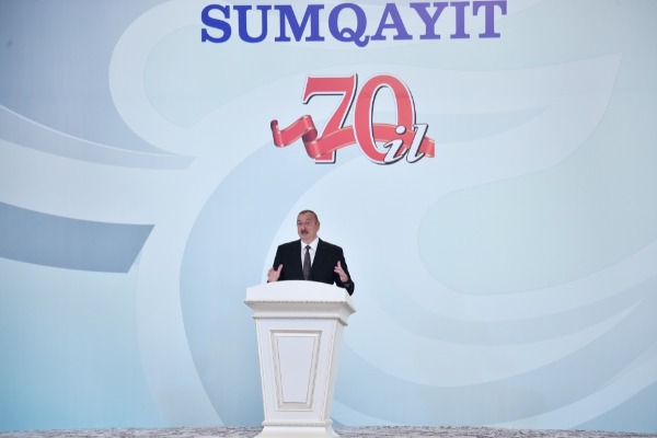 Prezident İlham Əliyev Sumqayıtın 70 illiyinə həsr olunmuş tədbirdə iştirak edib