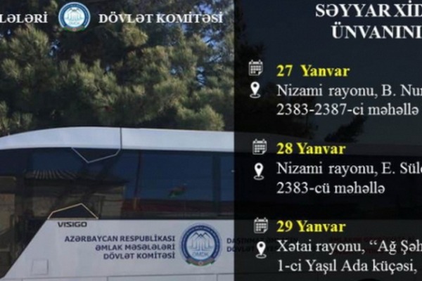 Bakının iki rayonunda mənzillərin səyyar qeydiyyatı keçiriləcək