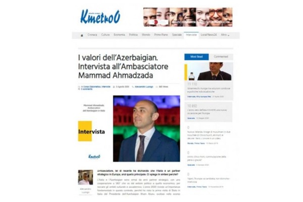 Azərbaycan səfiri İtaliya mətbuatında erməni yalanlarını ifşa edib