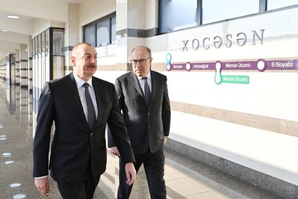 Prezident İlham Əliyev Bakı Metropoliteninin “Xocəsən” elektrik deposunun və stansiyasının açılışında iştirak edib